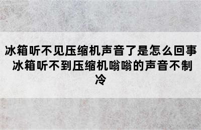 冰箱听不见压缩机声音了是怎么回事 冰箱听不到压缩机嗡嗡的声音不制冷